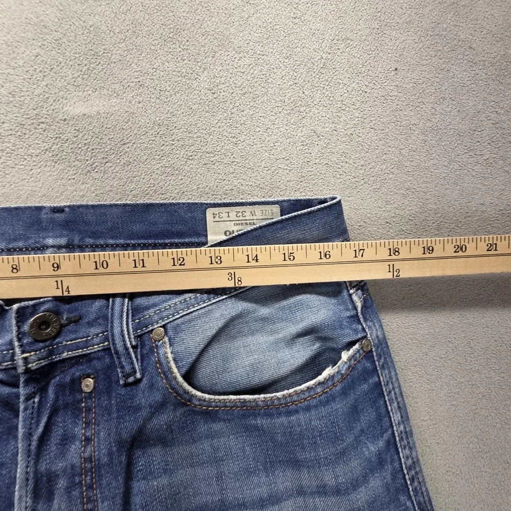 Diesel Jeans Mens 32x34 Blue Quratt Regular Straight Button Altered Hem 008BK
